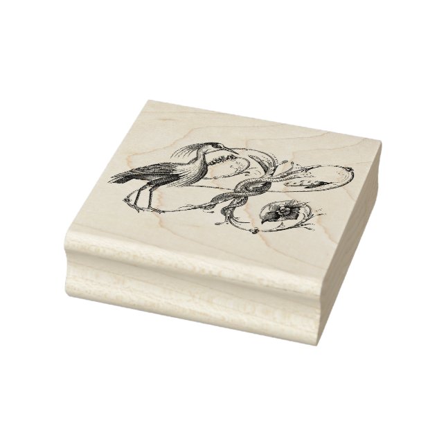 White Heron Wooden Stamp (Stamp)