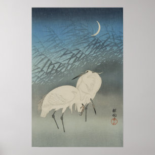 White Herons and Moon, Ohara Koson Poster