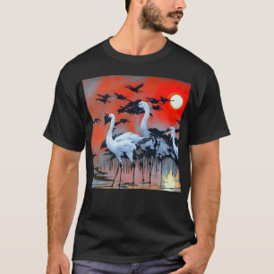 White herons at sunset T-Shirt