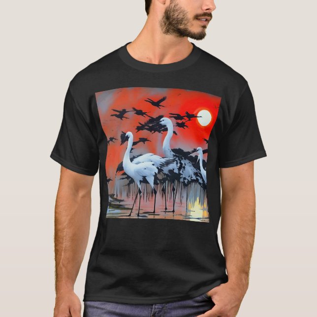 White herons at sunset T-Shirt (Front)