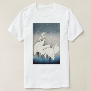White Herons in the Snow, Ohara Koson, Woodcut T-Shirt