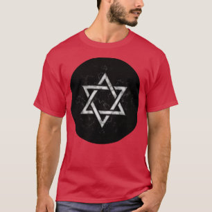 White Hexagram on Black Marble T-Shirt