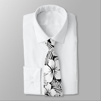 White hibiscus and palm leaves tie