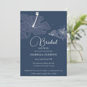 White Hibiscus Bridal Shower Invitation