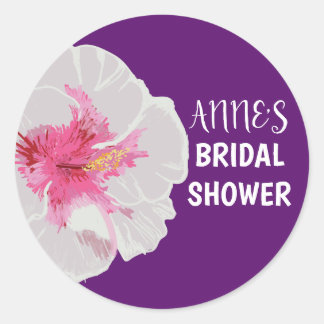 White Hibiscus  Bridal  Shower Sticker