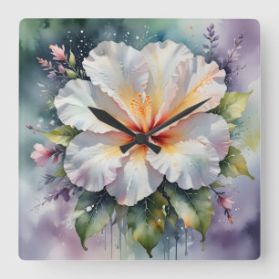 white hibiscus dream clock