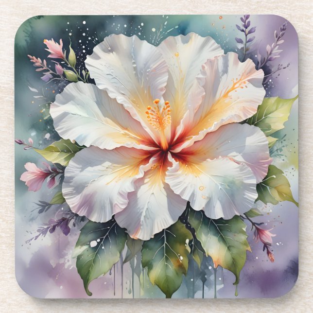 white hibiscus dream coasters (Front)