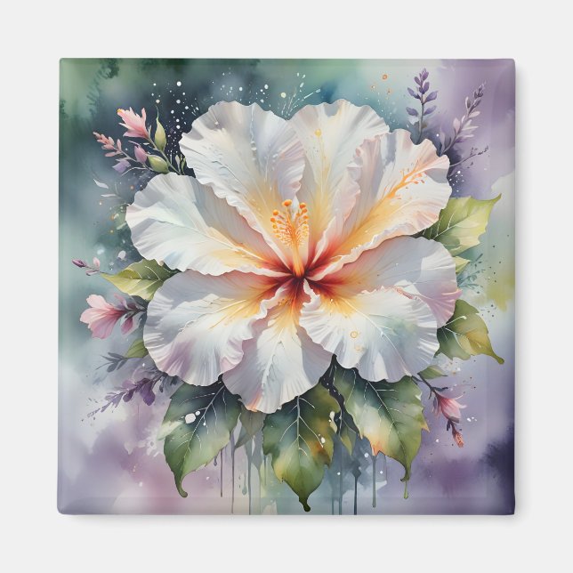 white hibiscus dream magnet (Front)