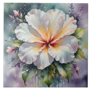 white hibiscus dream tile