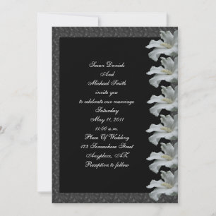 White Hibiscus Flower Black Wedding Invite