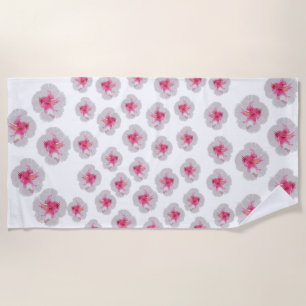 White Hibiscus flowers Beach Towel