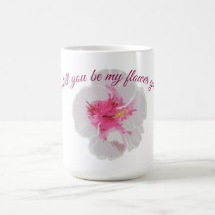 White Hibiscus Flowers Custom Coffee Mug