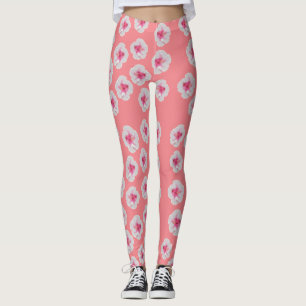 White Hibiscus Flowers Custom Leggings