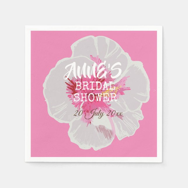 White Hibiscus Flowers Custom Napkin (Front)