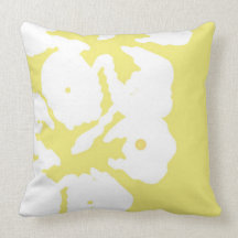 White Hibiscus Flowers on Yellow Throw Pillow