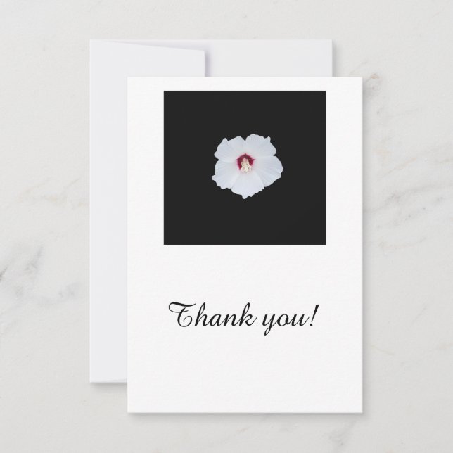 White hibiscus on blank thank you card (Front)