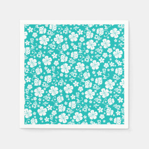 White Hibiscus on Turquoise Tropical Chic Napkin