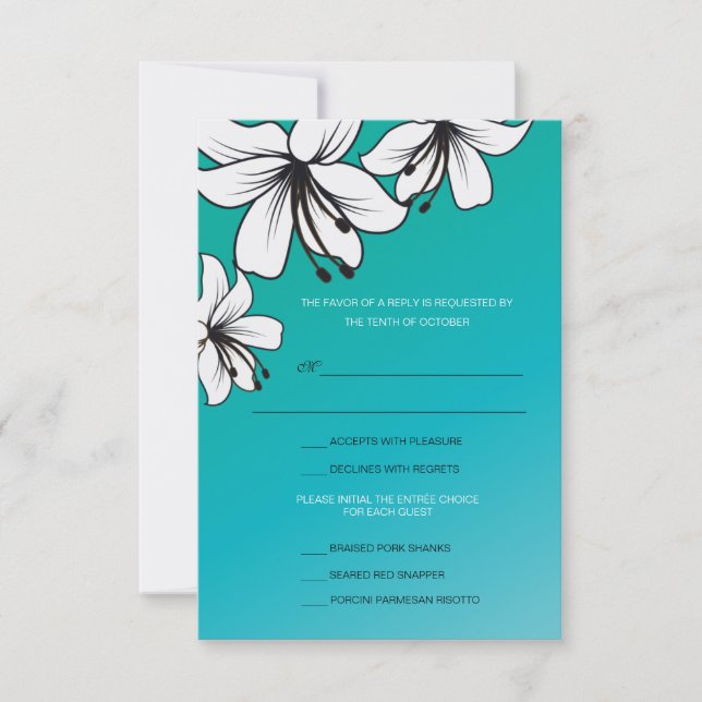 White Hibiscus - rsvp cards (Front)