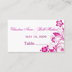 white hibiscus swirls ~ seating card