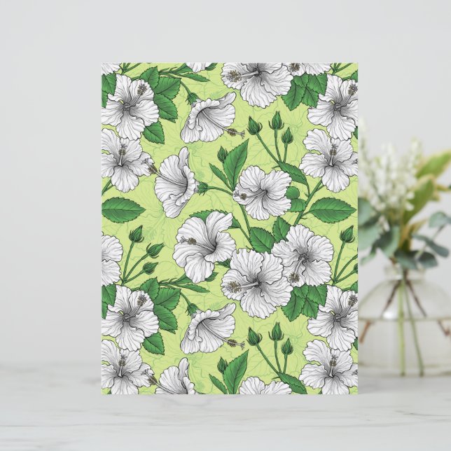 White Hibiscus Tropical Floral Pattern (Standing Front)