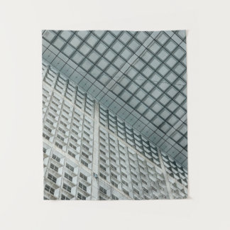 White high-rise commercial building tapestry