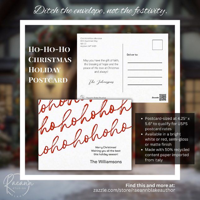 White Ho-Ho-Ho Christmas Holiday Postcard (Creator Uploaded)