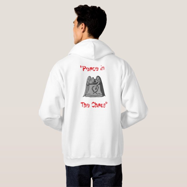 White Hoddie Peace in the Chaos Hoodie (Back Full)