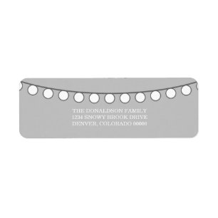 White Holiday String of Lights Address Labels