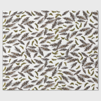 White Holiday Winter Pinecones Wrapping Paper