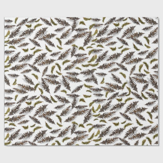 White Holiday Winter Pinecones Wrapping Paper
