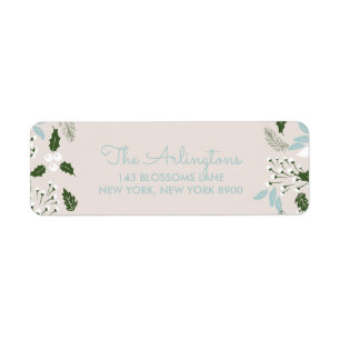 White Holly Botanical Happy Holidays Address Label