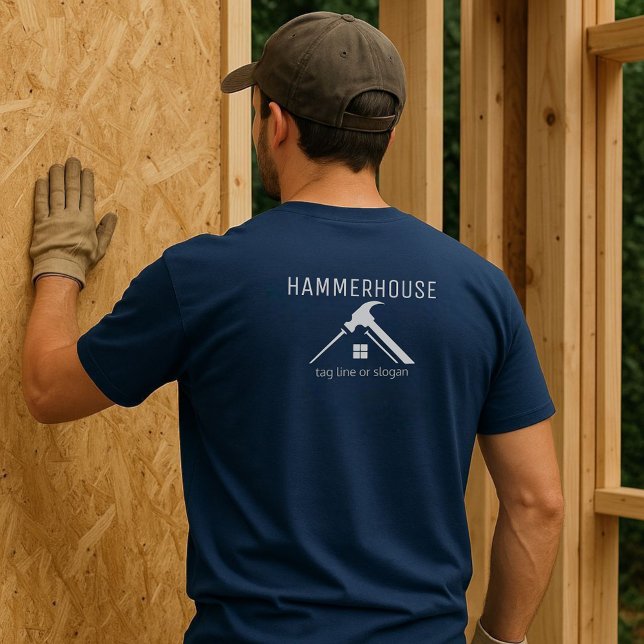 White Home Builder Construction Staff Navy T-Shirt (Creator Uploaded)