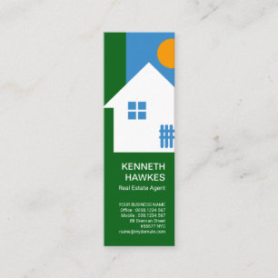 White Home Rising Sun Picket Fence Realtor Mini Business Card