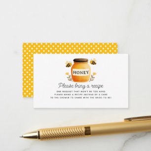 White Honey & Bees Bridal Shower Recipe Request Enclosure Card