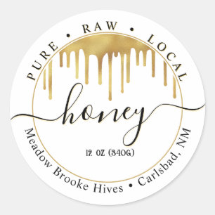 White Honey Label Golden Drips and Decorative Font