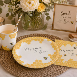 White Honeybee Baby Shower Paper Plate