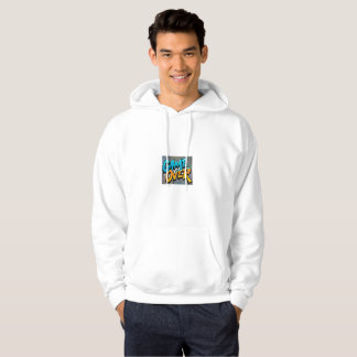 white hoodie with design