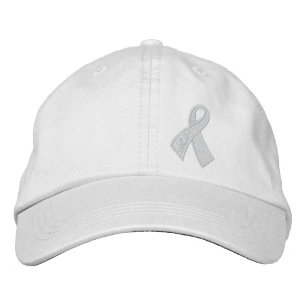 White Hope Cancer Ribbon Awareness Embroidered Hat