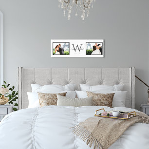 White Horizontal 2 Photo Monogram Wedding Keepsake Canvas Print