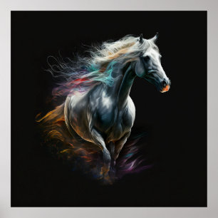 White Horse, Abstract Colours , Art Print Wall