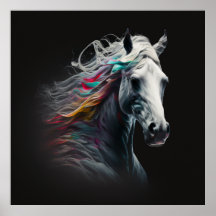 White Horse, Abstract Colours , Art Print Wall