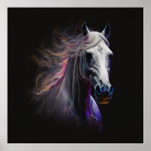 White Horse, Abstract Colours , Art Print Wall