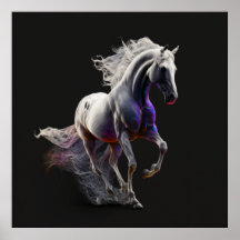 White Horse, Abstract Colours , Art Print Wall