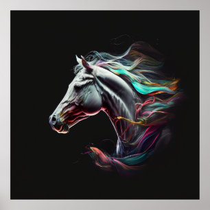 White Horse, Abstract Colours , Art Print Wall