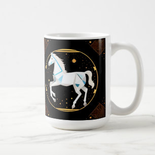 White Horse Abstract Geometric Illustration Coffee Mug