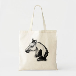 White Horse and Butterfly Design Tote Bag