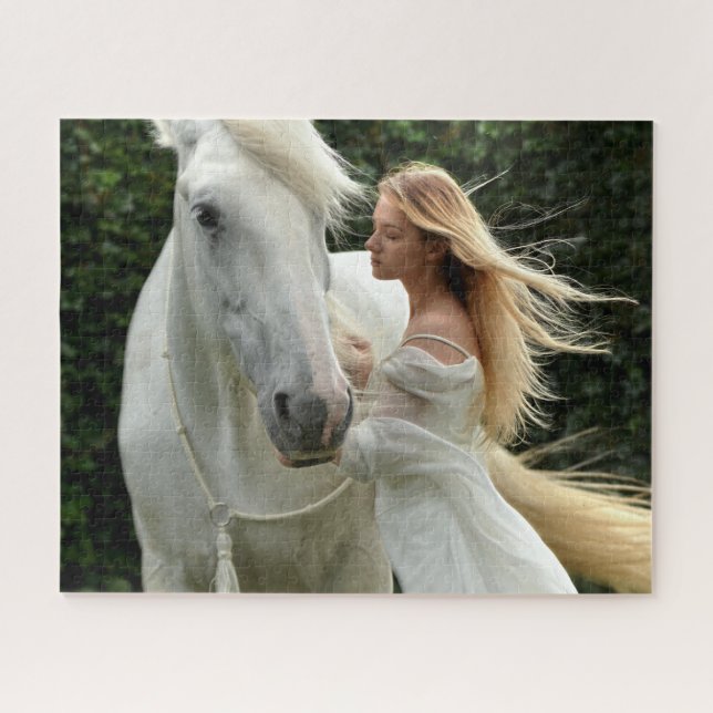 White Horse and Girl Jigsaw Puzzle (Horizontal)
