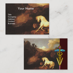 WHITE HORSE AND LION / CADUCEUS VETERINARY SYMBOL BUSINESS CARD