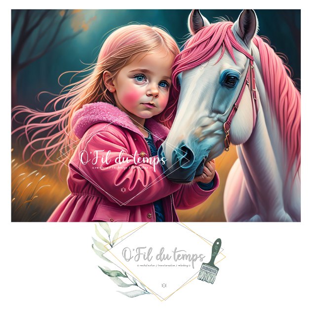 White horse and Little Cutie in a pink coat v2 Tissue Paper (Creator Uploaded)
