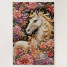 White Horse and Roses Embroidery